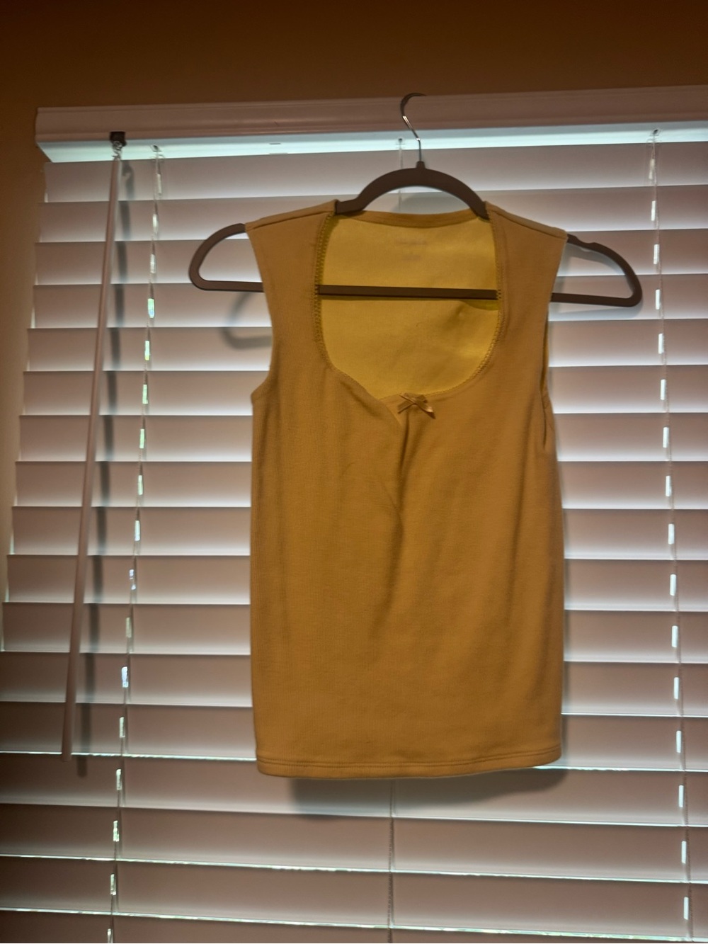 wild fable Yellow Scoop Neck Tank with Bow Detail